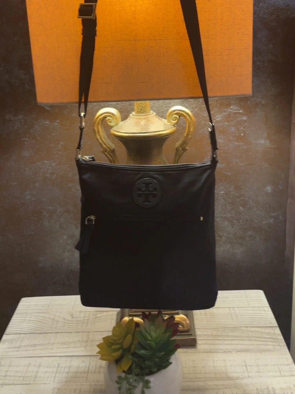 Like New ~ Tory Burch Black Nylon Shoulder Crossbody Bag